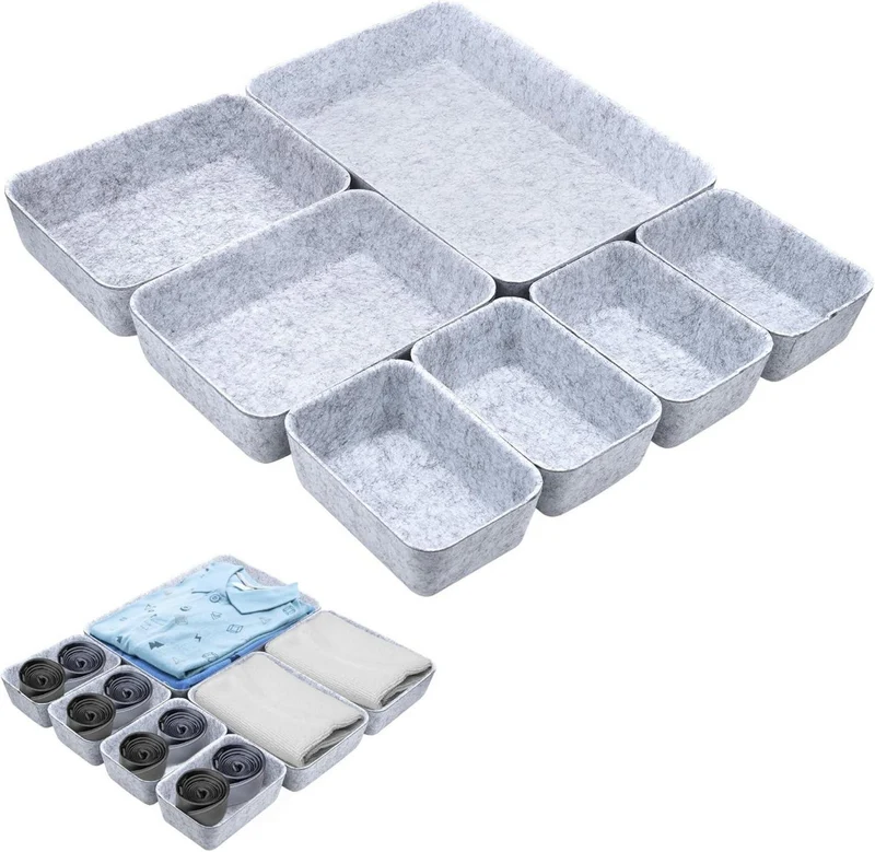 Hejo 7er Set Filz Schubladen Organizer Schlafzimmer Büro