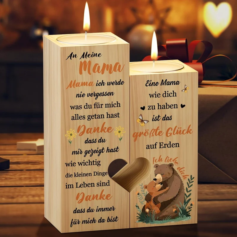 KAAYEE Kerzenständer Herzform Mama Geschenk Geburtstag