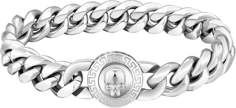 12mm Herren Armband mit Totenkopf Verschluss, 18K Gold