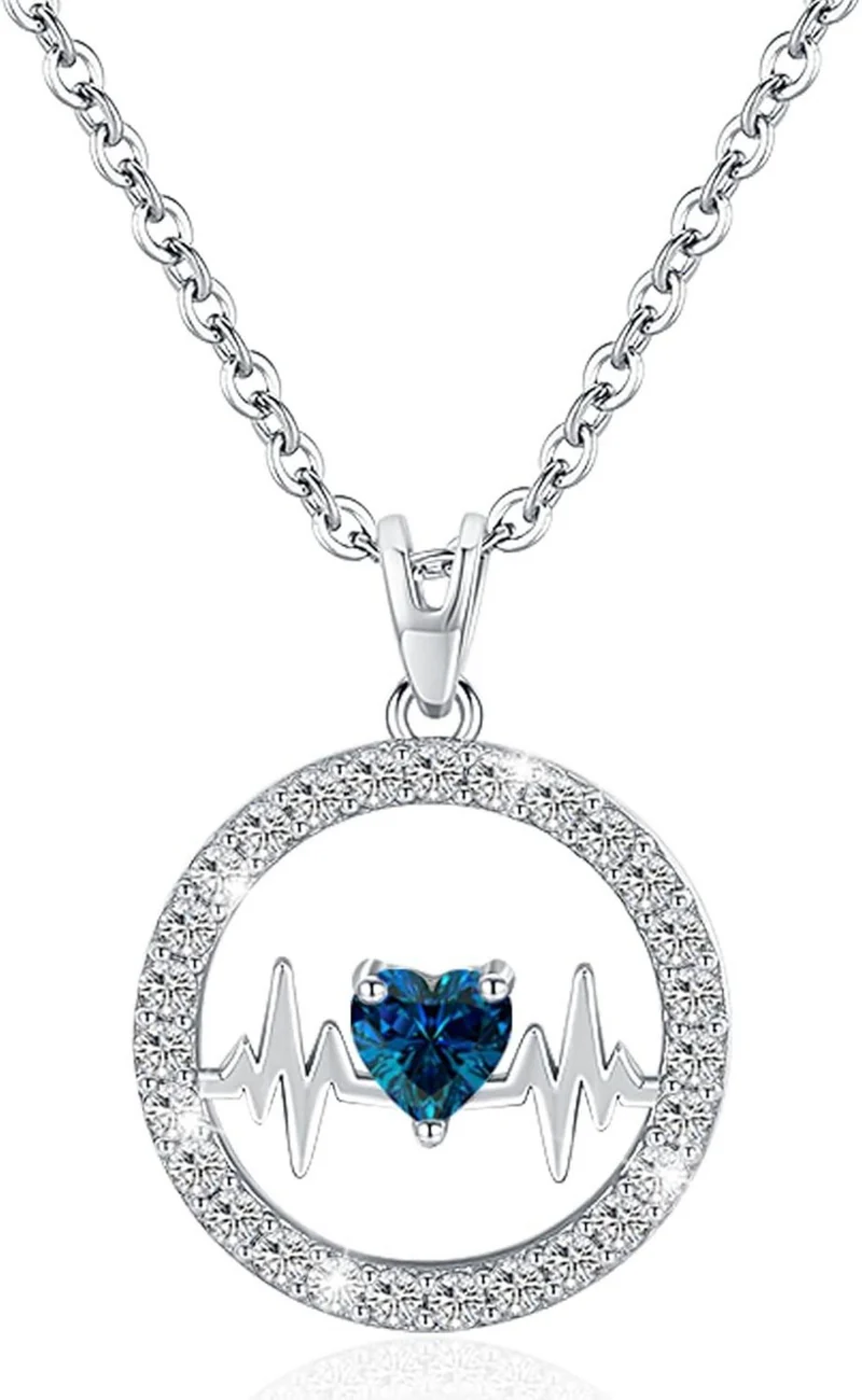 Herzschlag-Halskette Damen Sterling Silber 925 Zirkonia