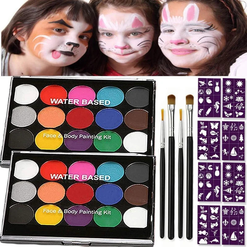 2er Set Halloween Kinderschminke mit 15 Farben