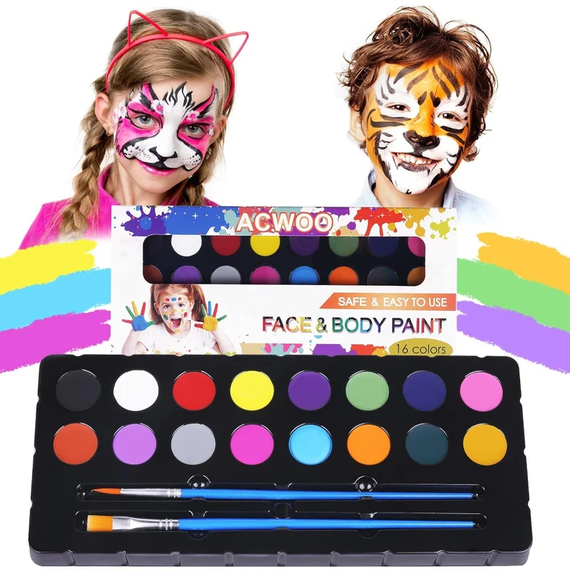ACWOO Kinderschminke Set, 16 Farben Schminkpalette
