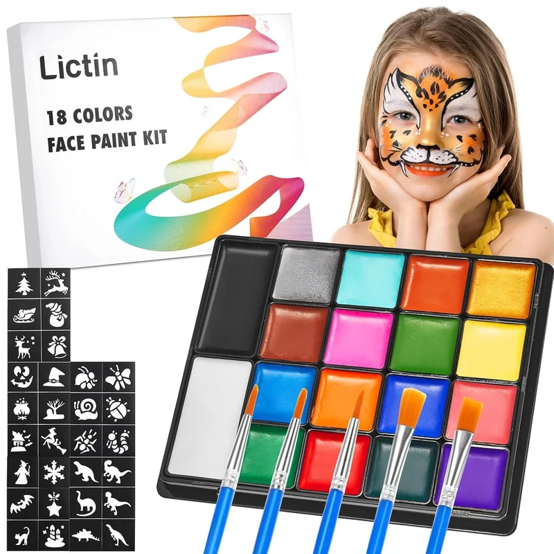 Lictin Kinderschminke 18 Farben Gesichts- und Körperfarben