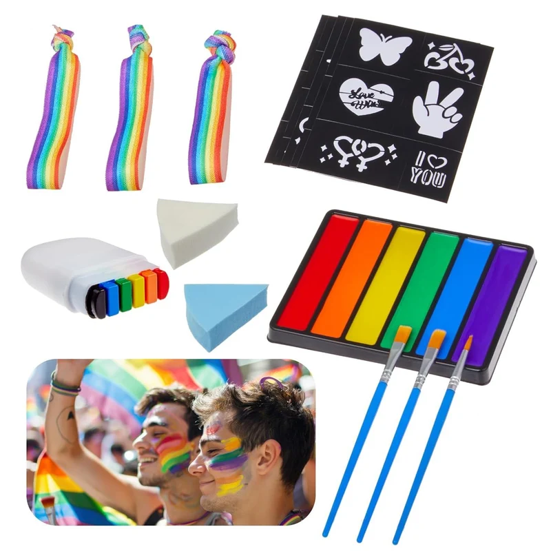 Regenbogen Schminke Set Gay Pride LGBT Party Make-up Paraden