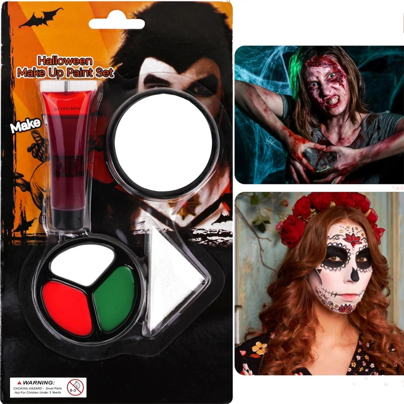 Halloween Schminke Set Weiß Grün Rot SFX Kunstblut Kit