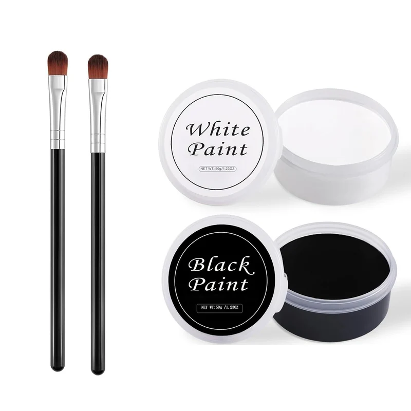 Halloween Gesicht Schminke Schwarz Weiß - Makeup Set für
