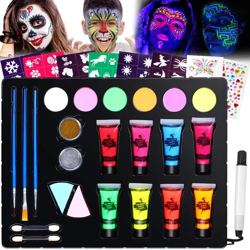 Janolia Gesichtsfarben Kinderschminken Set UV Bodypainting