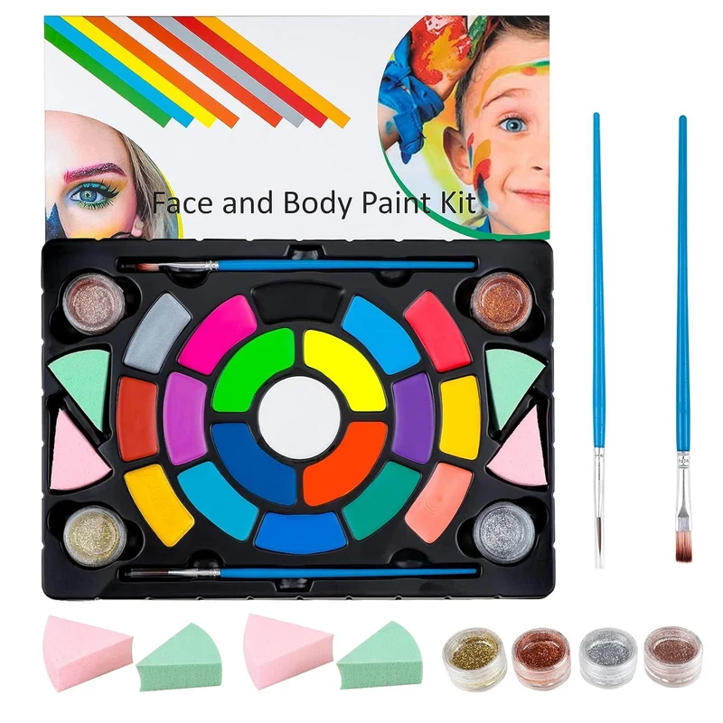 FLYISH DIRECT Kinderschminke Set 19 Schminkfarben 8