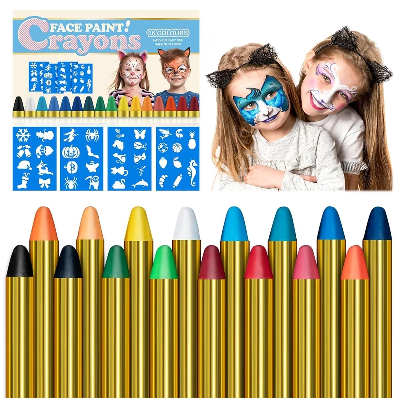Gibot 16 Farben Kinderschminke Set für Fasching Halloween