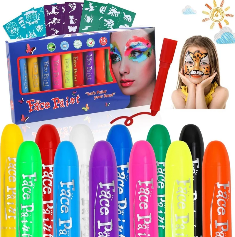 Schminkstifte Set 12 Farben Gesichts- und Körperfarben für