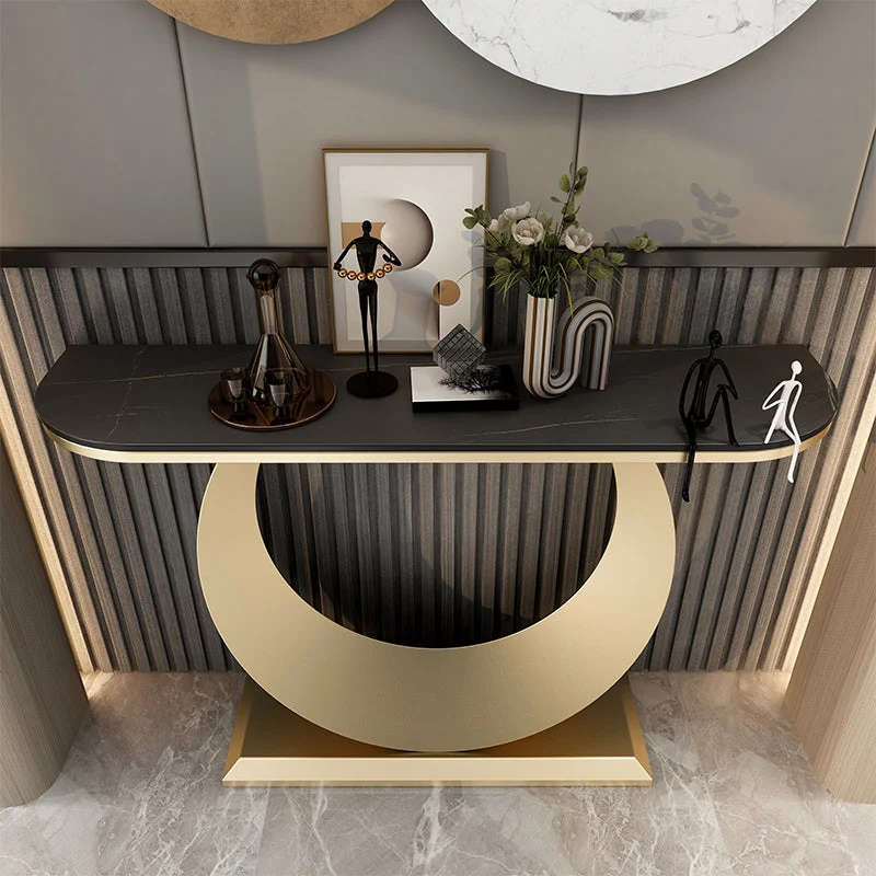 Stain Resistant Slate/metal Glam Abstract Console Table for Hall