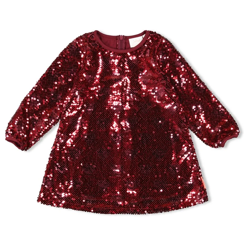 Jubel-Pailetten Kleid - Queen Of Hearts-Bordeaux
