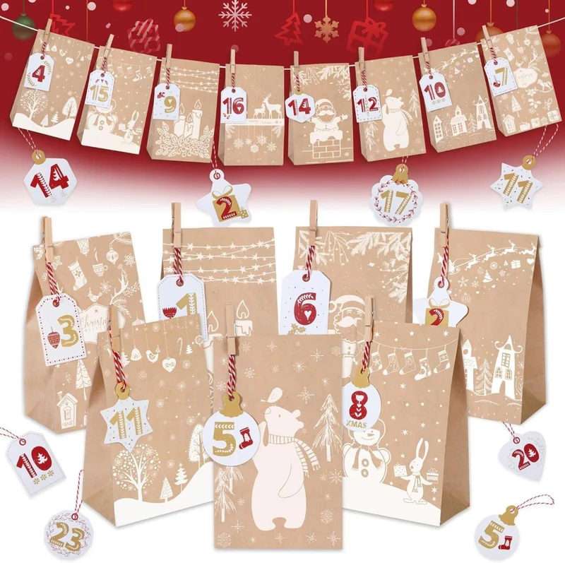SINSOM Kraftpapier Adventskalender 2024 für Kinder