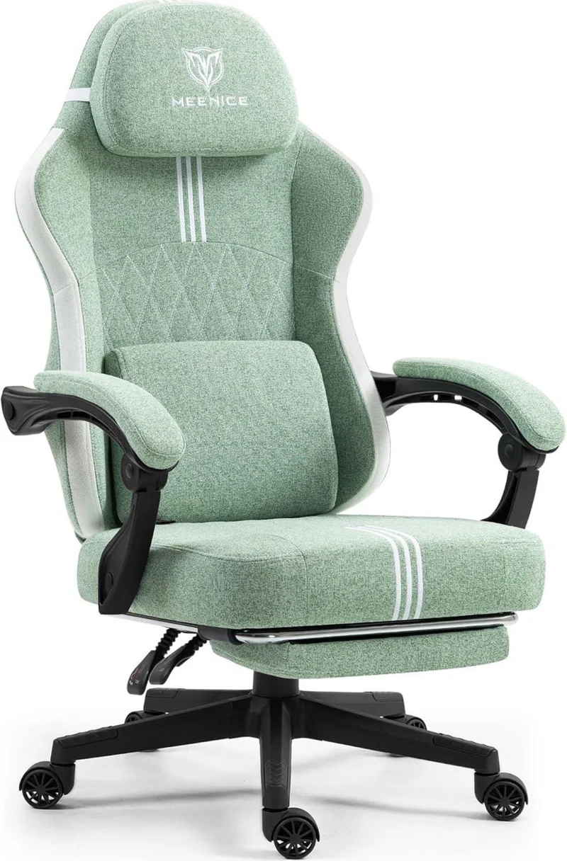 MEENICE Gaming Stuhl Stoff Taschenfederkissen Kühlung