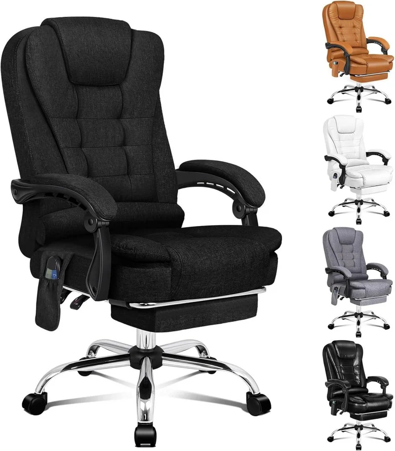Alfordson Bürostuhl Lordosenstütze Massagefunktion Schwarz
