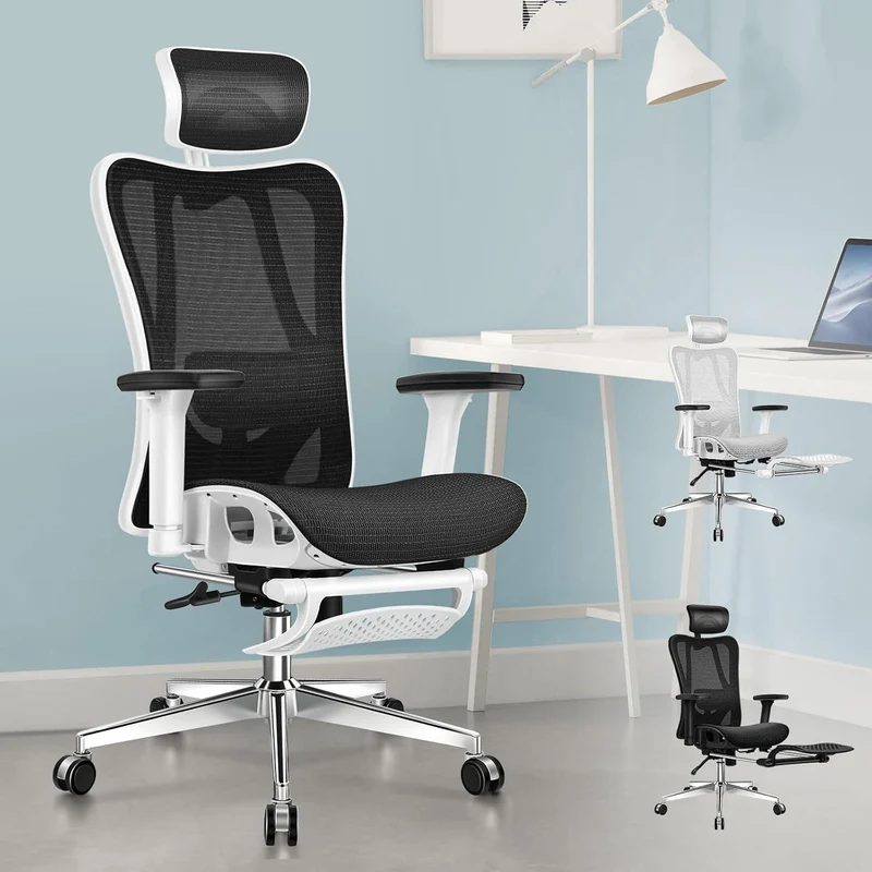 ALFORDSON Bürostuhl Ergonomisch Schwarz Weiß 180kg