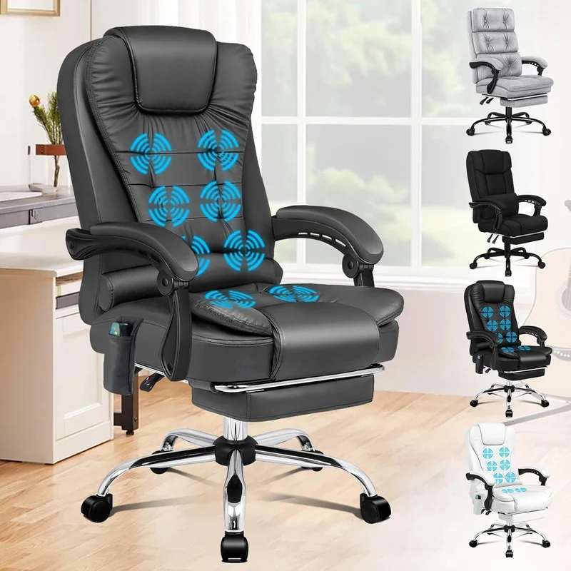Bürostuhl mit Massagefunktion und Lendenwirbelstütze in Grau