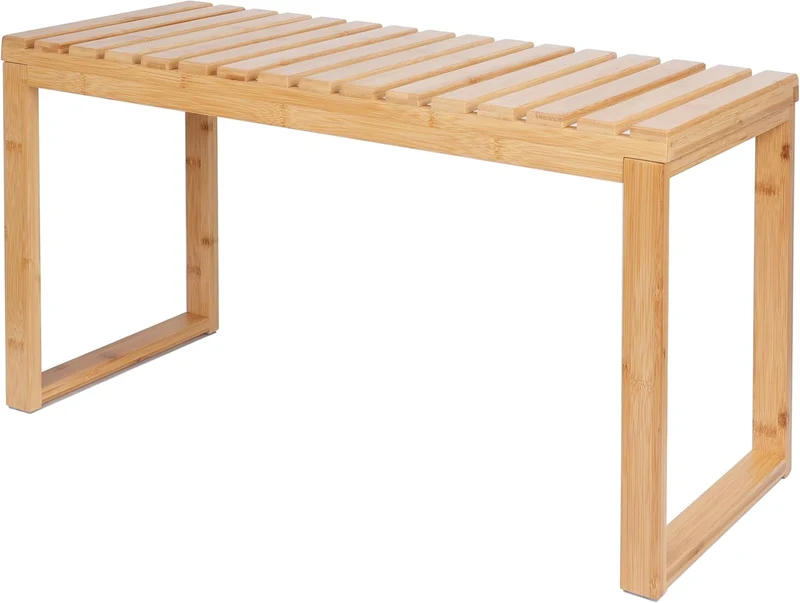Schuhbank aus Bambus mit Sitzfläche, Sitzbank mit Stauraum, Schuhregal mit Sitzfläche für Flur, Eingang, Wohnzimmer & Schlafzimmer 76 x 42 x 32 cm