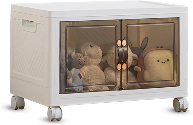 75L x 1,68.5*15*45.5 Faltbare Aufbewahrungsbox mit Deckel,Aufbewahrungsregal mit boxen,Stapelboxen,Kunststoffbox mit Türen