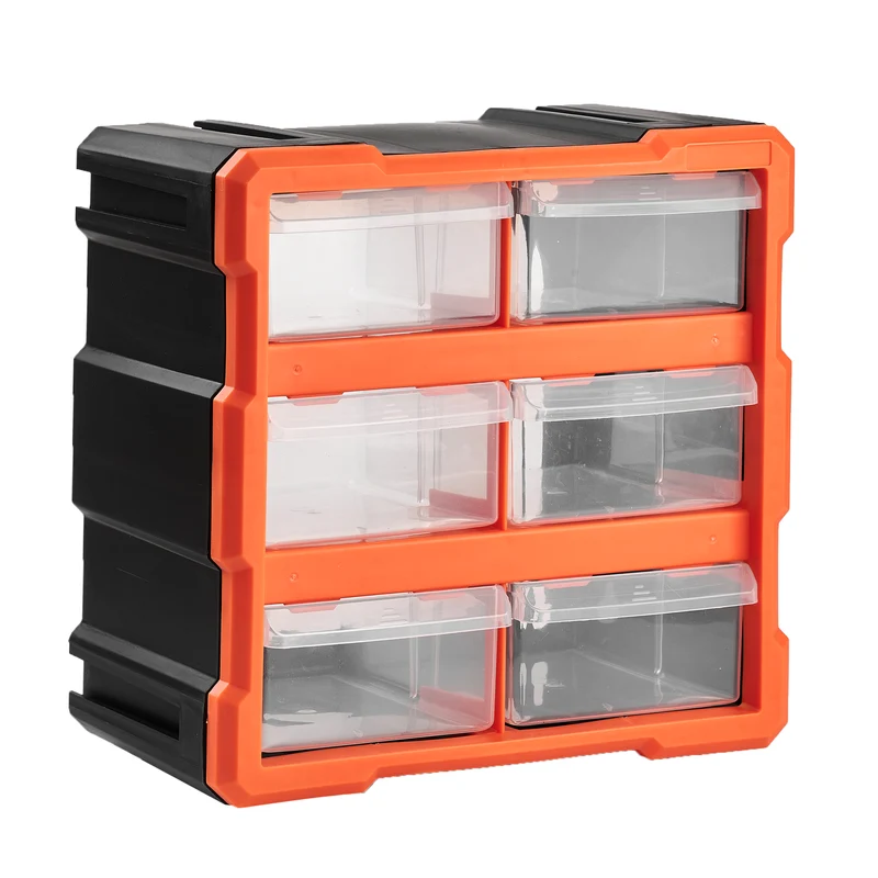 Sortierbox Sortimentskasten Kleinteile Organizer mit Schubladen, geeignet für die Wandmontage, Kleinteilemagazin für die Werkstatt, Büro oder zu Hause (Orange)
