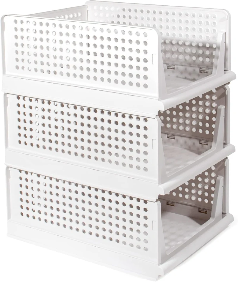 Schrank Organizer Kleiderschrank 3 Stück, Faltbare Aufbewahrungsbox, Ordnungssystem für Schubladen, Schließfächer, Kleiderschränke (Weiß)