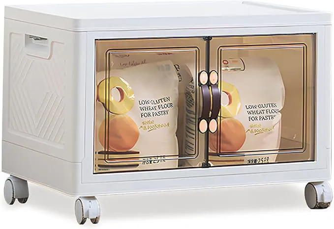 60L x 1, Faltbare Aufbewahrungsbox mit Deckel,Aufbewahrungsregal mit boxen,Stapelboxen,Kunststoffbox mit Türen
