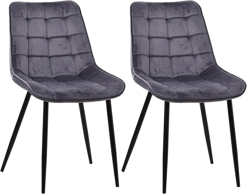 Esszimmerstühle Stühle 2er Set Esstisch Stühle Küchenstühle Essstühle Esszimmer Stuhl Polsterstuhl mit Rückenlehne Metallbeine für Esszimmer Wohnzimmer Küche (Grau-Smat, Breit)