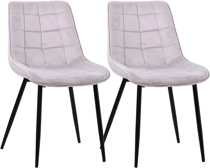 Esszimmerstühle Stühle 2er Set Esstisch Stühle Küchenstühle Essstühle Esszimmer Stuhl Polsterstuhl mit Rückenlehne Metallbeine für Esszimmer Wohnzimmer Küche (Hellgrau-Smat, Breit)
