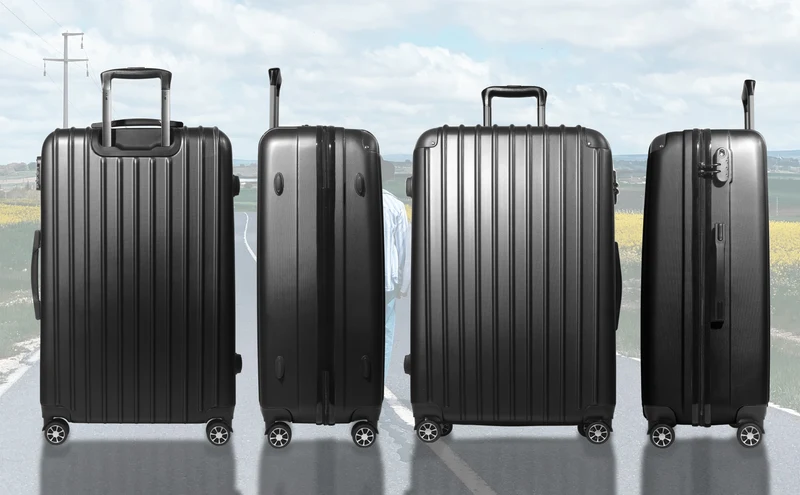 Handgepäck Koffer Reisekoffer mit Rollen Trolley Handgepäck Trolley Rollkoffer Sicherheit Zahlenschloß Airline-kompatibel Handgepäck 4 Rollen(Schwarz)