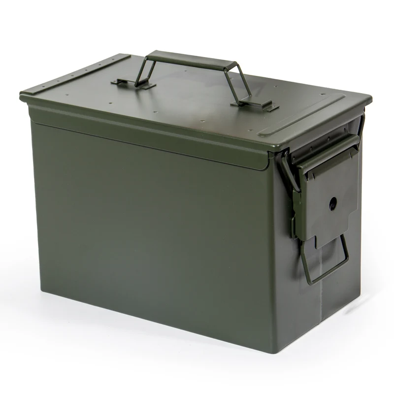 Munitionskiste Abschließbar, US Ammo Box, Patronenbox, Aufbewahrungsbox für Lithiumbatterien, Armeegrün