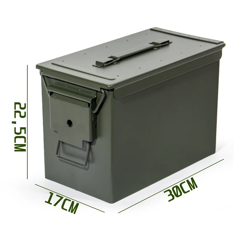 Munitionskiste Abschließbar, US Ammo Box, Patronenbox, Aufbewahrungsbox für Lithiumbatterien, Armeegrün