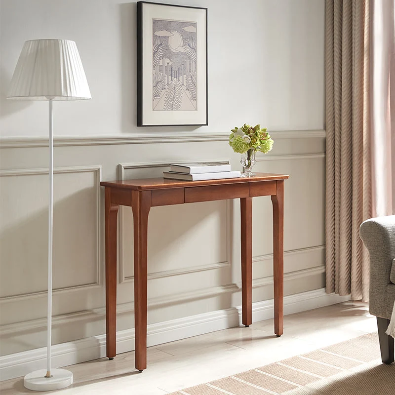 Rectangle 4 Legs Single Drawer Wood Console Table with Storage