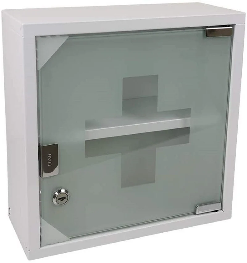 Medizinschrank mit Fachböden, Wand-Medizinbox aus Edelstahl 30 x 30 x 12 cm（2 Fächer）