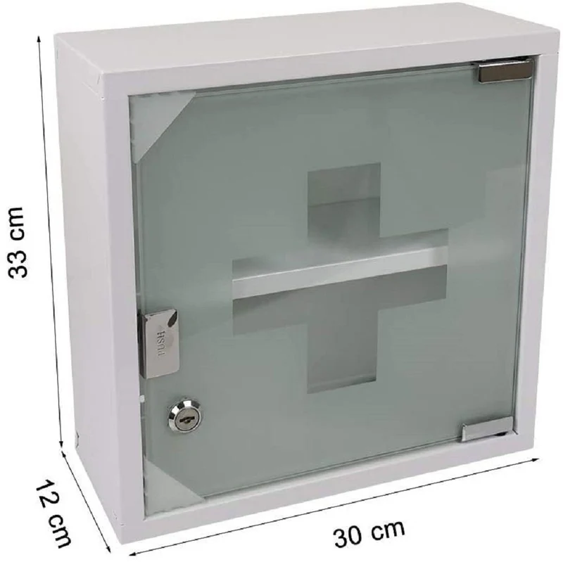 Medizinschrank mit Fachböden, Wand-Medizinbox aus Edelstahl 30 x 30 x 12 cm（2 Fächer）