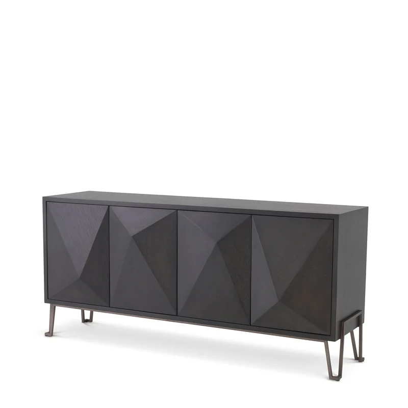 Eichholtz Kommode Highland – Eichenfurnier Anthrazitgrau | Bronze-Finish