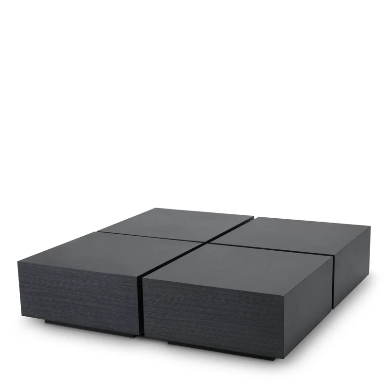 Eichholtz Couchtisch Puro (4er Set) – Eichenfurnier Anthrazitgrau | Quadratisch | Modular