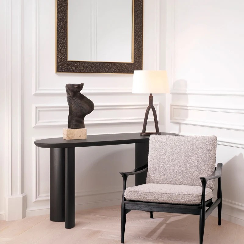 Eichholtz Konsolentisch Lindner – Schwarzes Furnier | Organische Form | Elliptische Beine