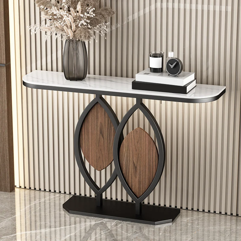 Glam Console Accent Table Antique Finish Half Moon Console Table