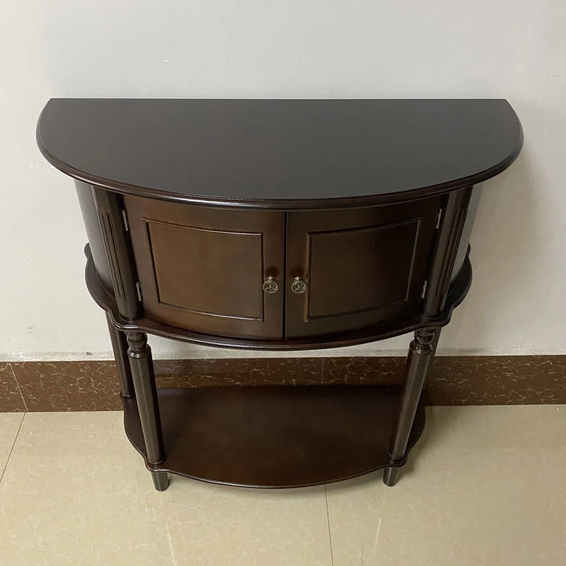 Mid-Century Modern Wooden End Table Half Moon Accent Table for Hall