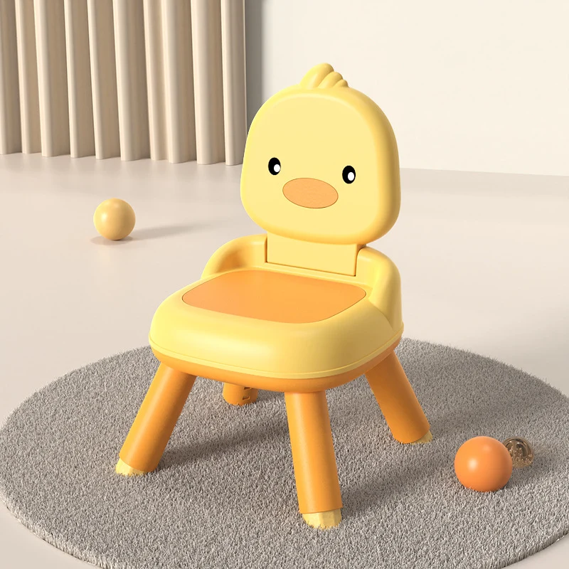 Contemporary Creative Round Duck-Shaped PP TPE PU Leather PVC Height-Adjustable Kids Dining Chair Backrest Armless For Dining Room & Kitchen