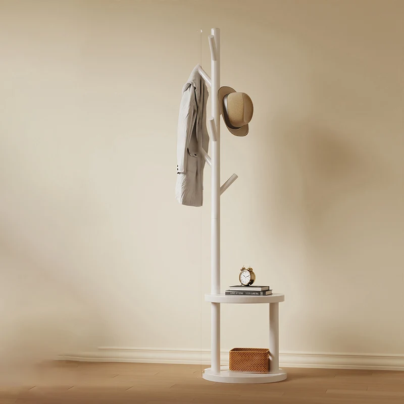 Modern Minimalist Tree-Shaped Cylindrical Round Pine Wood Medium Density Fiberboard Hall Tree For Bedroom & Entryways