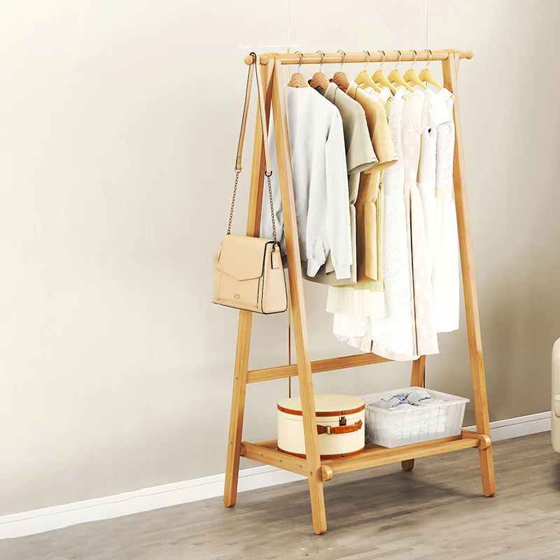 Contemporary Scandinavian Rectangular Triangle Nan Bamboo Hall Tree 1/2 Tier For Bedroom & Entryways