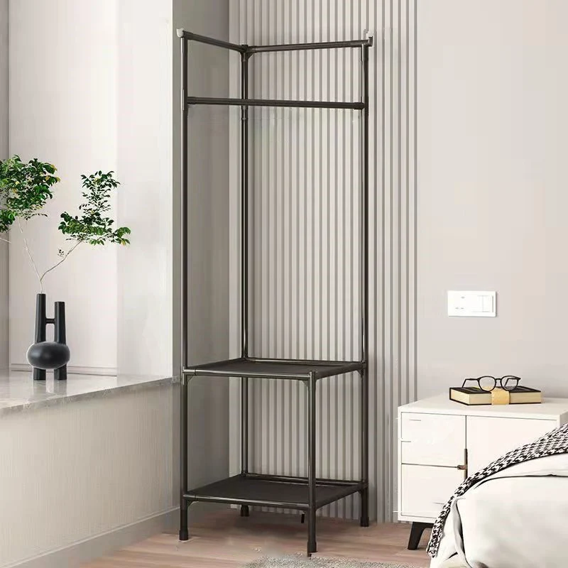Modern Minimalist Rectangular Steel Corner Shelf Unit Hall Tree 2/3 Tier For Bedroom & Entryways
