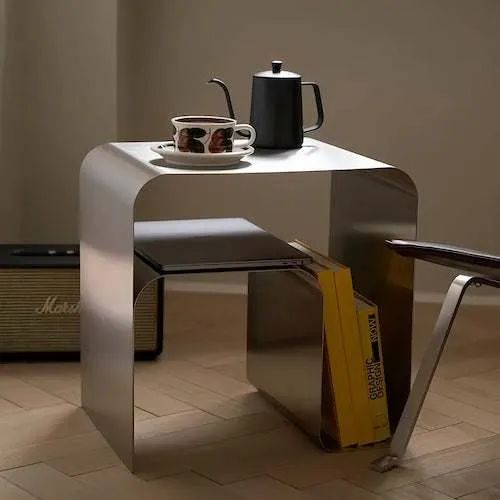 Minimalist Stainless Steel Metal Side Table | Minimalist Perfection