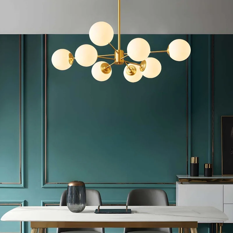 Globe Pendant Light - 8-Light Gold Luxury Chandelier