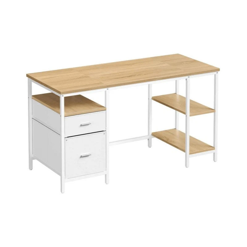 Schreibtisch 140 × 60 cm – Riva – mit 3 Ablagen & 2 Schubladen