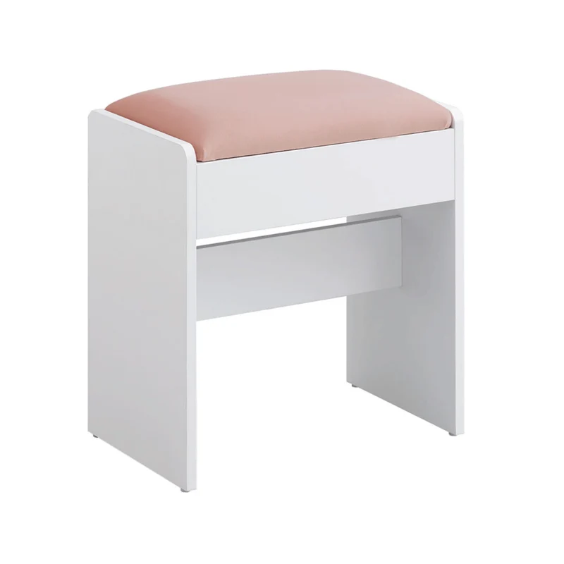 Schminktisch Hocker - Jolie - aus Samt, mattweiß & pastellrosa