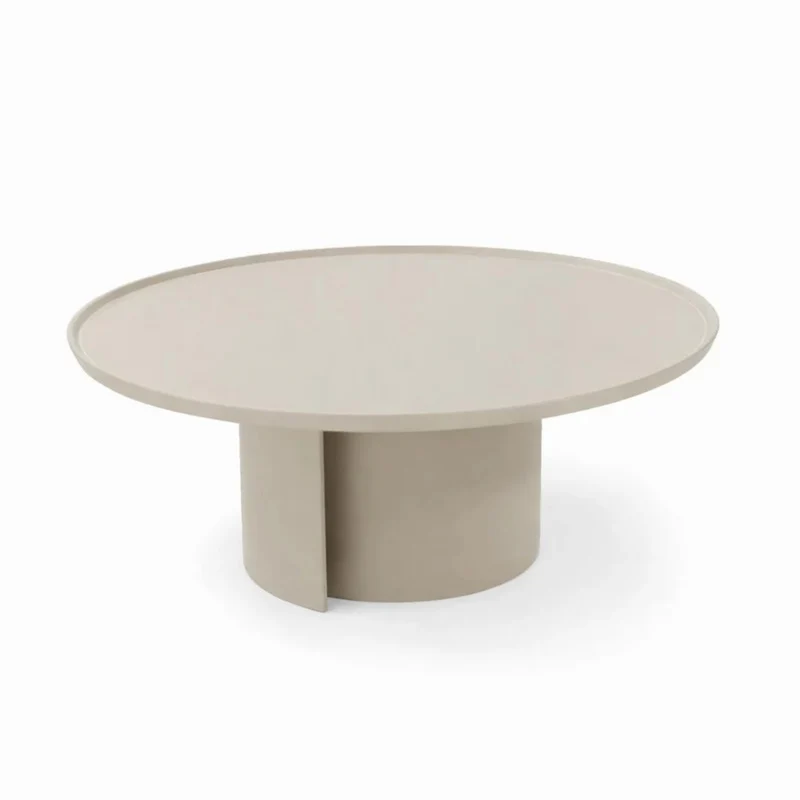 The Grand BELLAGIO Couchtisch Leder rund – Craie / Greige