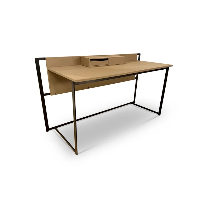The Grand VOLTERRA Schreibtisch – Beige | Lederstruktur