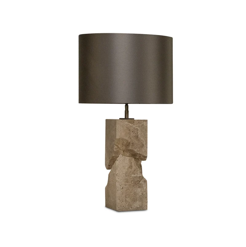 The Grand MONTELLA Tischleuchte – Travertin Beige | Gunmetal